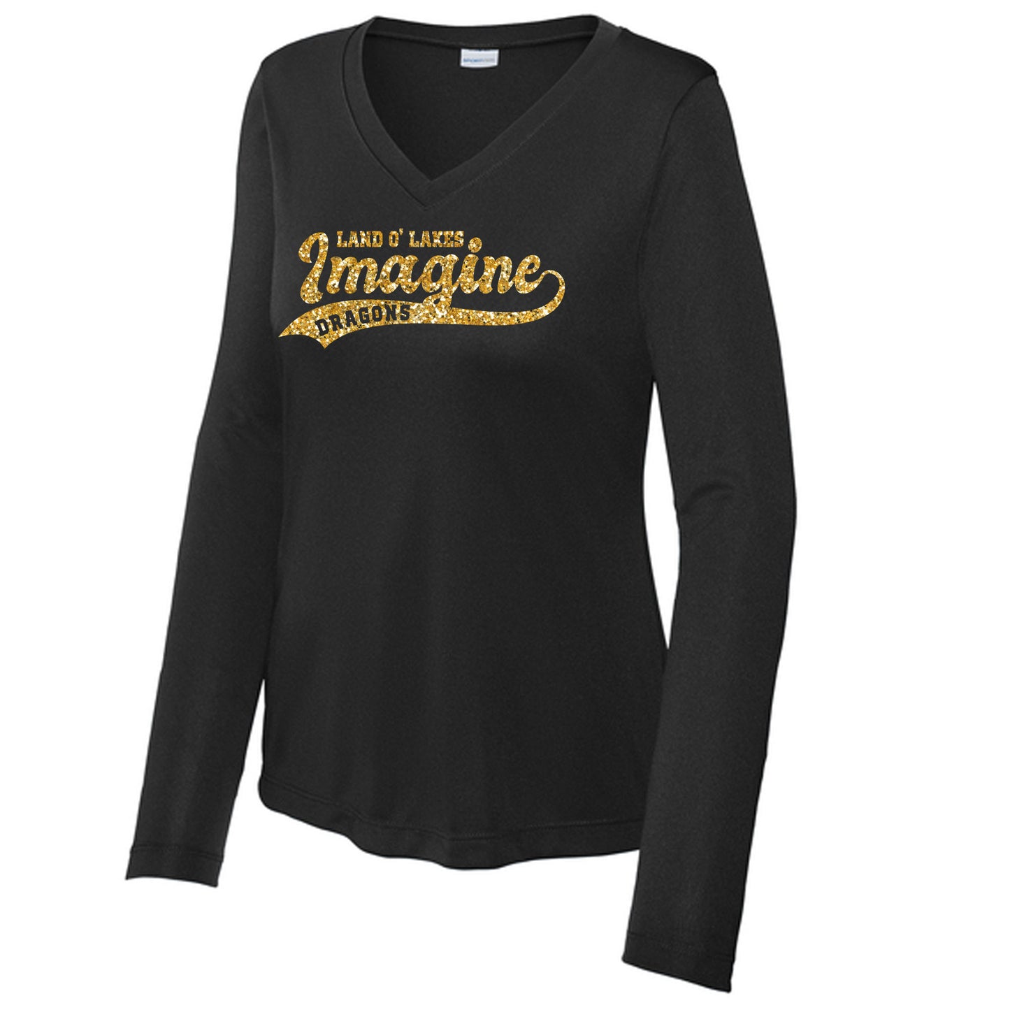 Imagine School Land O' Lakes Parent Ladies Drifit Long Sleeve Spirit Tee Glitter