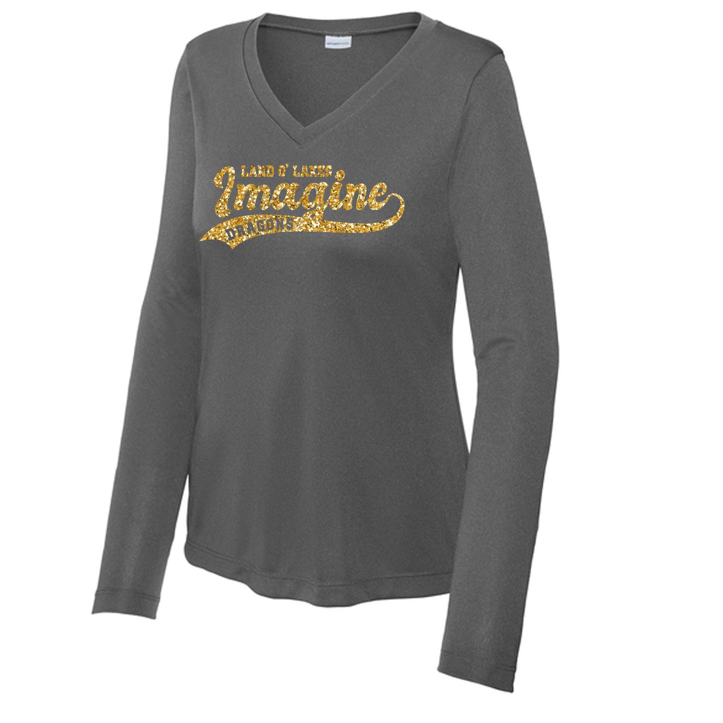 Imagine School Land O' Lakes Parent Ladies Drifit Long Sleeve Spirit Tee Glitter